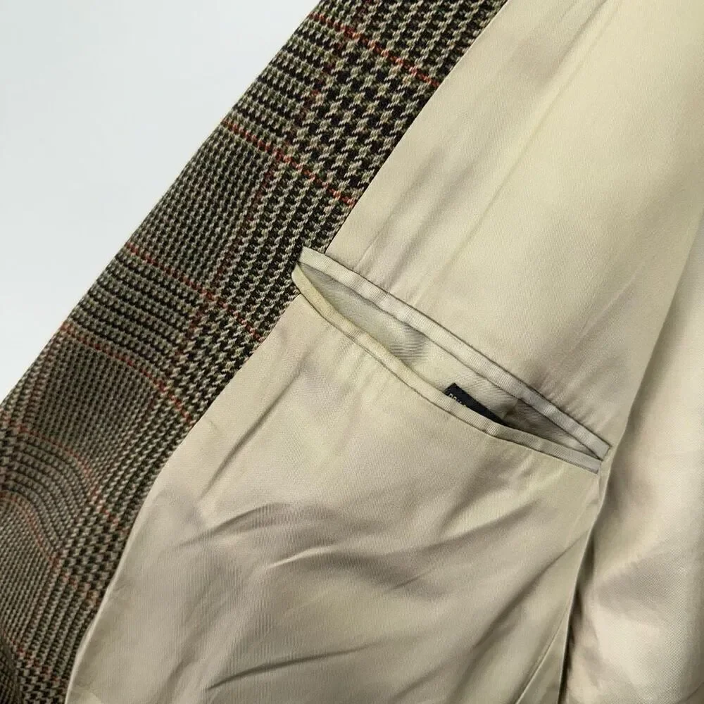 Banana Republic Vintage 90’s Men’s Herringbone Heritage Plaid Tan Wool Blazer